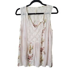 Michael Farrell Womens S Floral Lace Tassels Boho Feminine Coquette Romantic Top